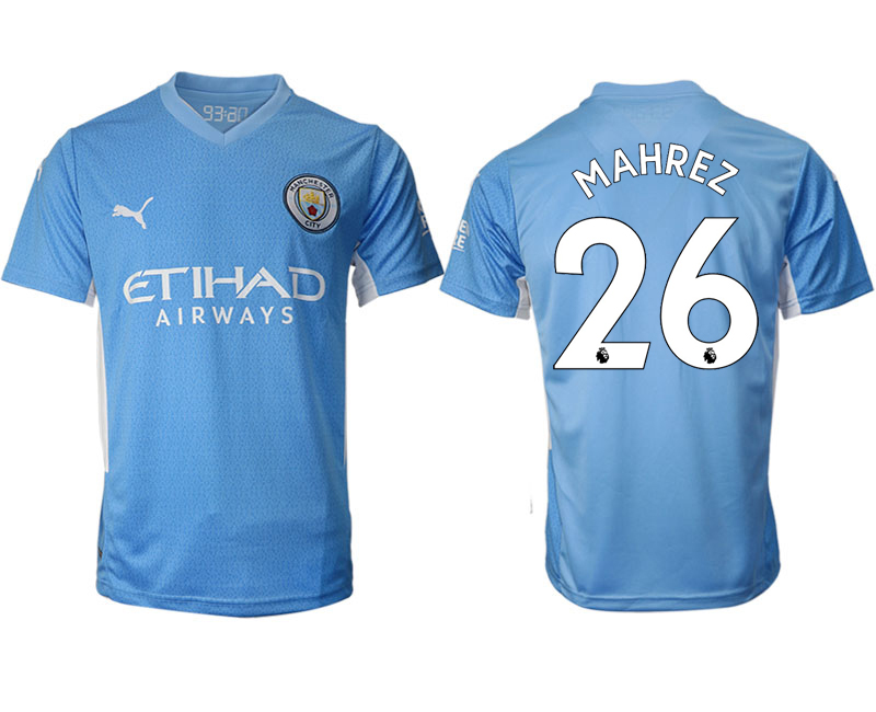 Cheap Men 2021-2022 Club Manchester city home aaa version blue 26 Soccer Jersey